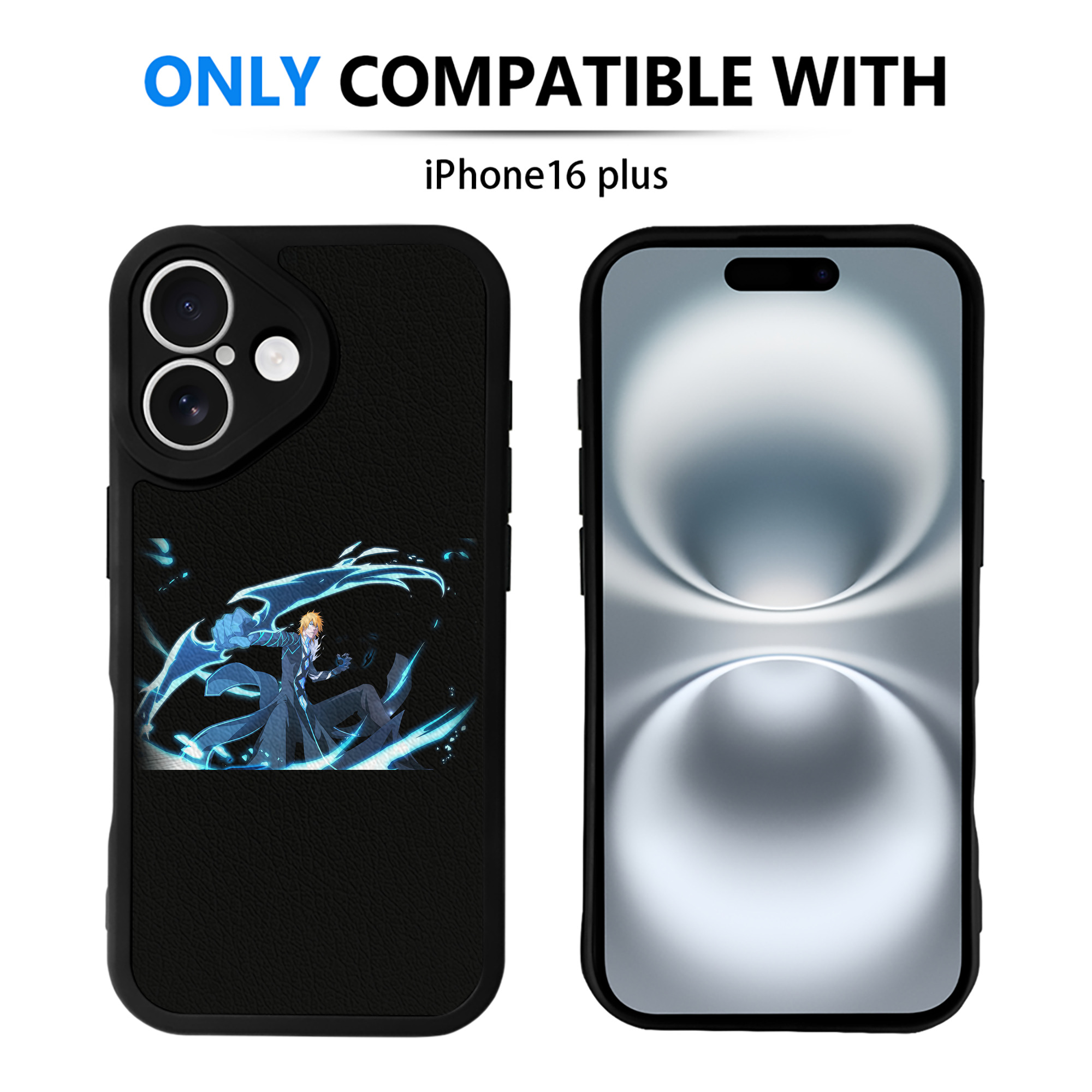 （画像用） ブリーチ 黒崎一護（くろさき いちご）BLEACH Kurosaki Ichigo 【iPhone 16シリーズ対応】シリコンスマホケース（レザー調） 材質：シリコン